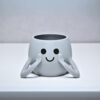 3D Neşeli Mini Saksı - Açık Gri
