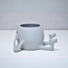 3D Neşeli Mini Saksı - Açık Gri