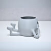 3D Neşeli Mini Saksı - Açık Gri
