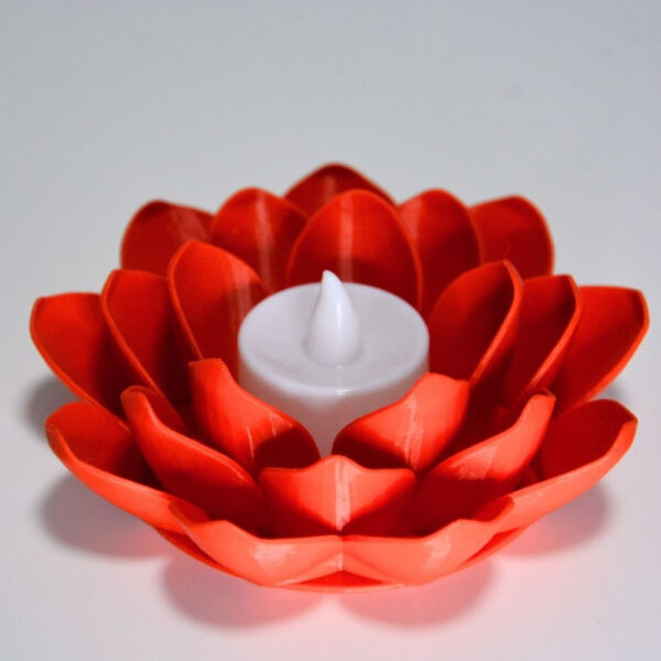 K-10083-2 Lotus Çiçekli Lamba - Kırmızı