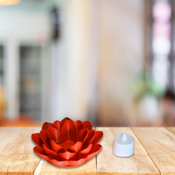 K-10083-3 Lotus Çiçekli Lamba - Kırmızı