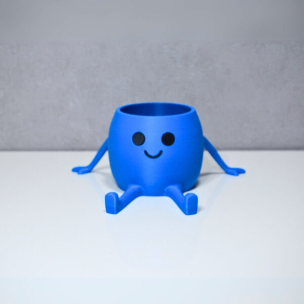 3D Oturan Mini Saksı - Mavi