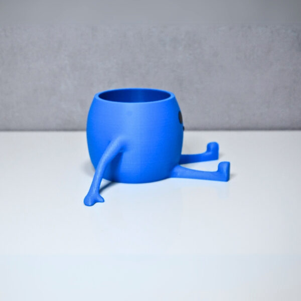 3D Oturan Mini Saksı - Mavi