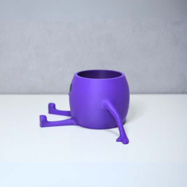 3D Oturan Mini Saksı - Mor