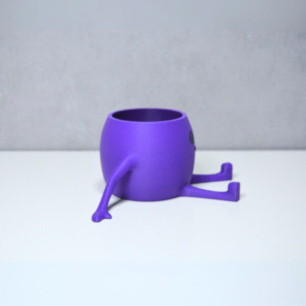 3D Oturan Mini Saksı - Mor