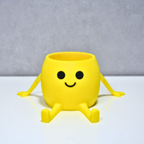 3D Oturan Mini Saksı - Sarı
