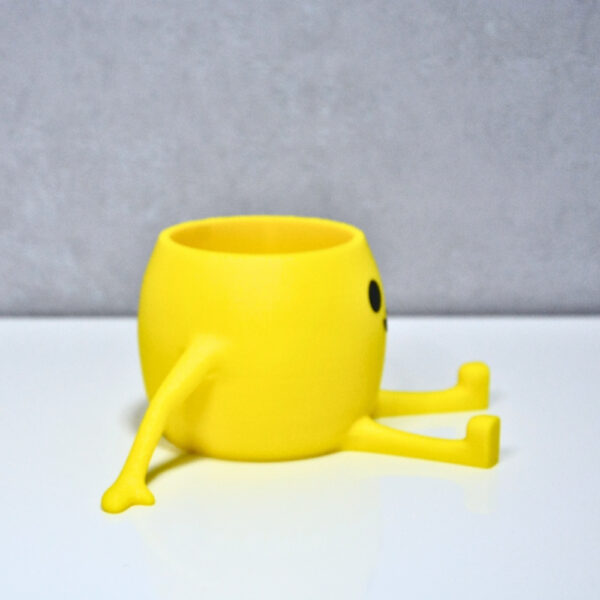 3D Oturan Mini Saksı - Sarı