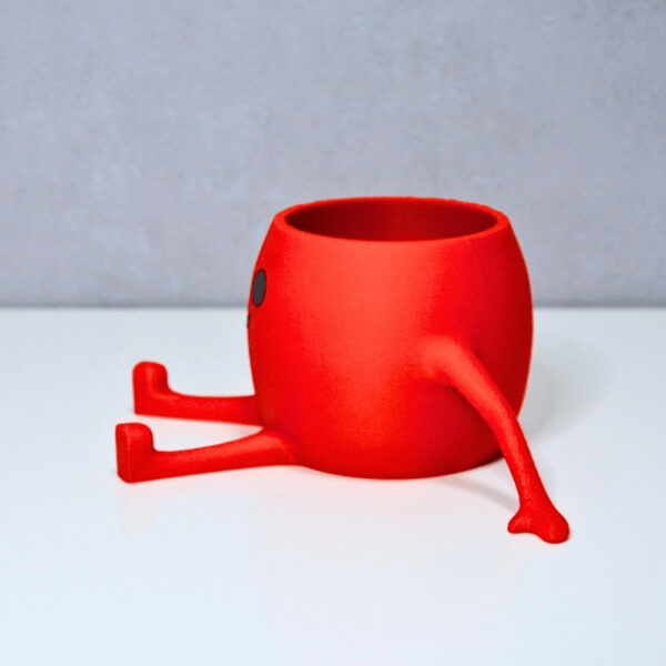 3D Oturan Mini Saksı – Kırmızı
