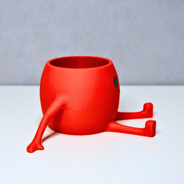 3D Oturan Mini Saksı – Kırmızı