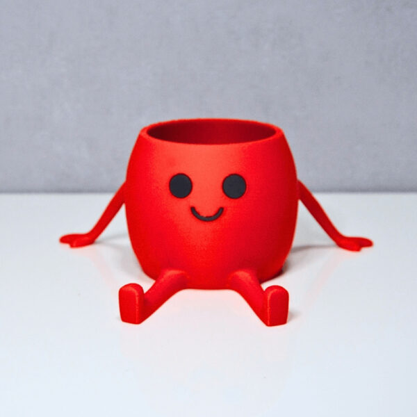 3D Oturan Mini Saksı – Kırmızı