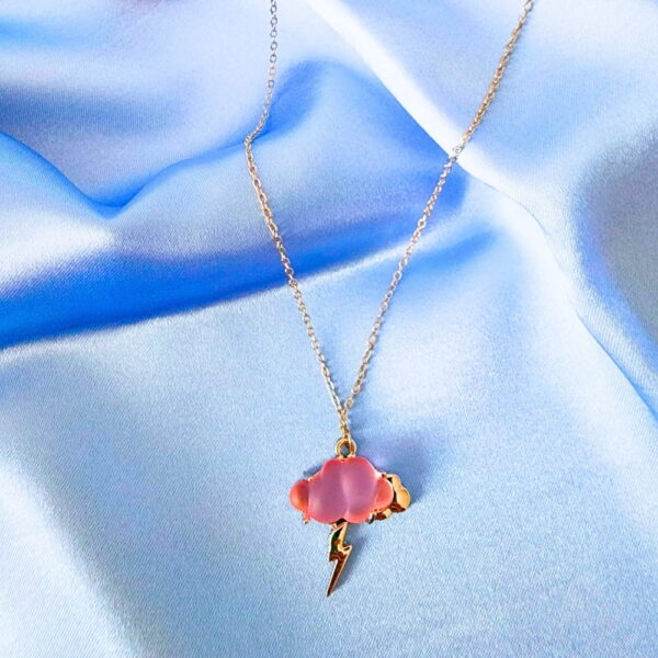Pinterest Kolye - Pembe Bulut Şimşek Kolye