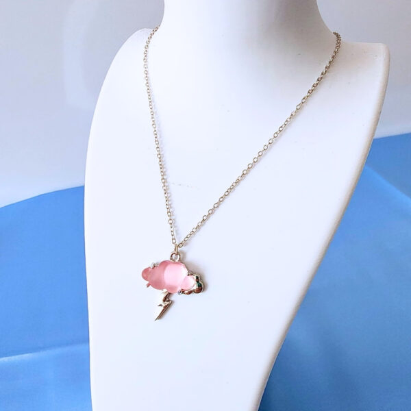 Pinterest Kolye - Pembe Bulut Şimşek Kolye
