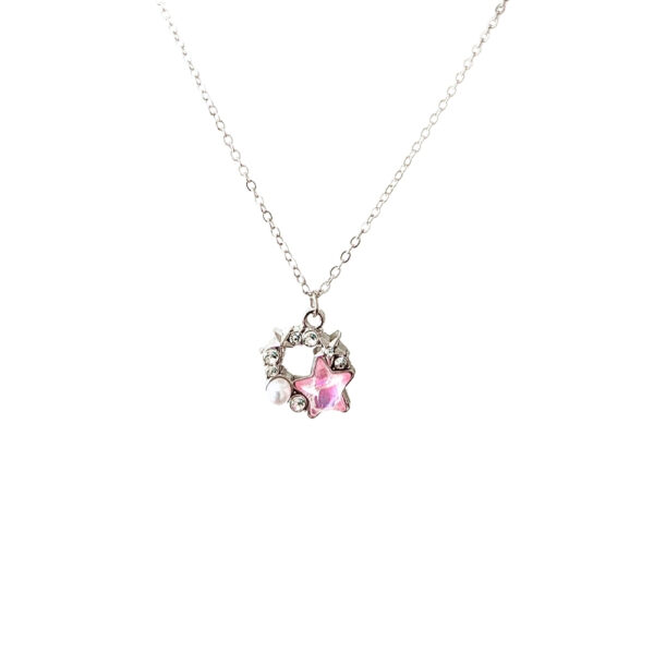 Pinterest Kolye - İncili Pembe Yıldız Kolye